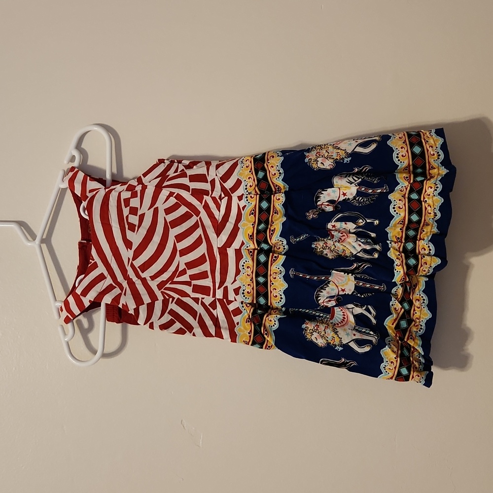 Genuine Kids From Oshkosh, Carousel Print, Sleeveless Dress, Size 18M.